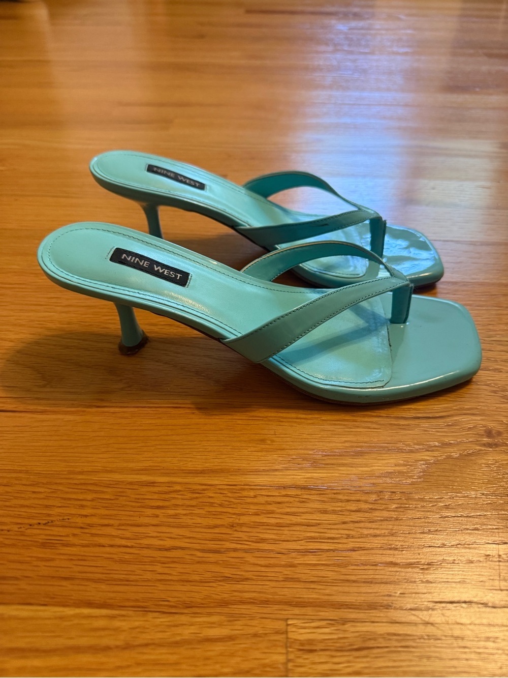 Nine West Blue Thong Sandal Heel - Picture 2 of 3